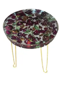 Floral Table Handmade Coffee Side Table Made with YOUR Bouquet Bridal Floral Table Personalized Decor with Gold Legs
