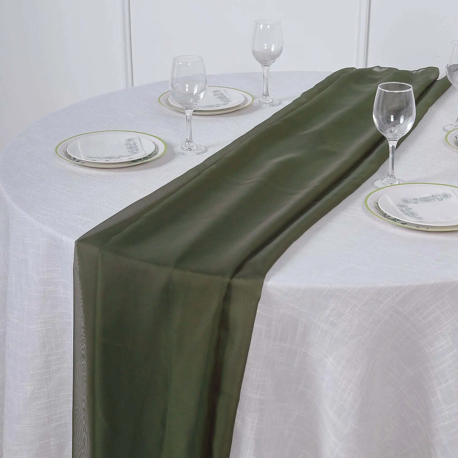 Olive Green 6ft Chiffon Table Runner - Flowy, Lightweight Decorative Table Linen for Banquet, Event, Party, Wedding