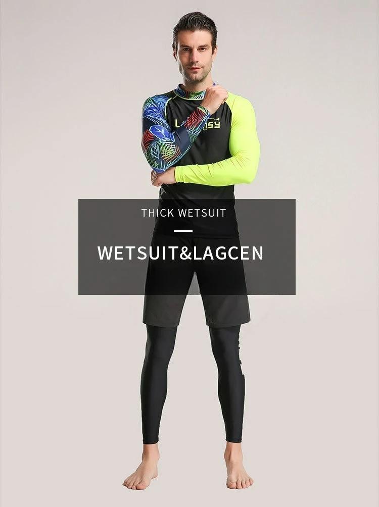 Long Sleeve Men Two Piece Swimsuit Snorkeling Suit Sunscreen Man Rash Guard Jellyfish Protection Swimsuit for Beach Surfing