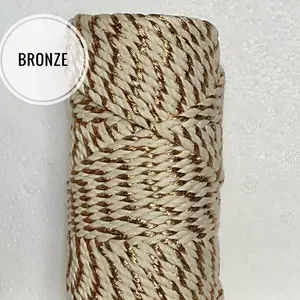 Metallic Macrame Rope | 3mm Metallic Rope | 141 Feet | Rose Gold Rope | 3mm blended rope | Metallic Cotton Blended Rope | Macrame Rope