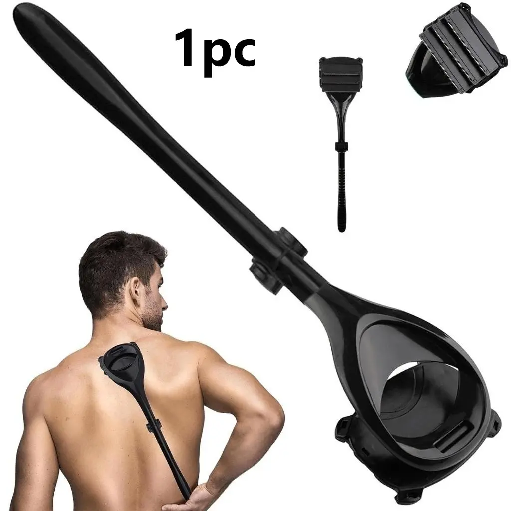 Men's Back Shaver, 1pc One Piece Long Handle Back Razor  with 3 Blade Design, Ergonomic Grip Daily Shaving Tool for Body Hair Removal