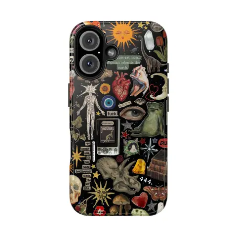 fall deals for you Vintage Goth Aesthetic Smartphone Case - Mystical Collage Art Cellphone Cover with Frog, Skull, Sun, Moon, Mushroom - Durable Shockproof Water Proof Accessory for iPhone11-16/17/18 (Plus, Pro, Pro Max)