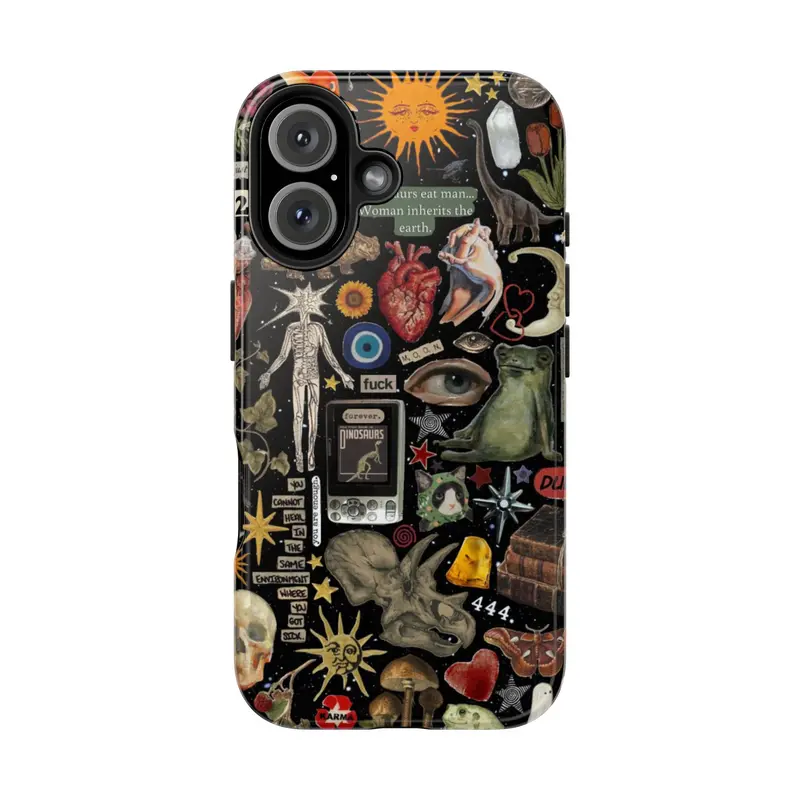 fall deals for you Vintage Goth Aesthetic Smartphone Case - Mystical Collage Art Cellphone Cover with Frog, Skull, Sun, Moon, Mushroom - Durable Shockproof Water Proof Accessory for iPhone11-16/17/18 (Plus, Pro, Pro Max)