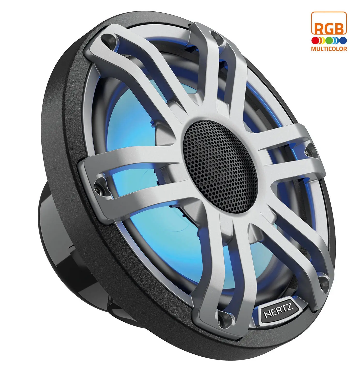Hertz HMX 6.5 S-LD-G 6.5" RGB Marine Coaxial Speakers, 75W RMS, 4Ω, Gray, Pair