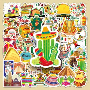 Mexican Themed Sticker, 100pcs/set Creative Mexico Custom Sticker, DIY Decorative Sticker for Phone Case, Computer, Guitar, Bag, Water Cup, Scrapbook