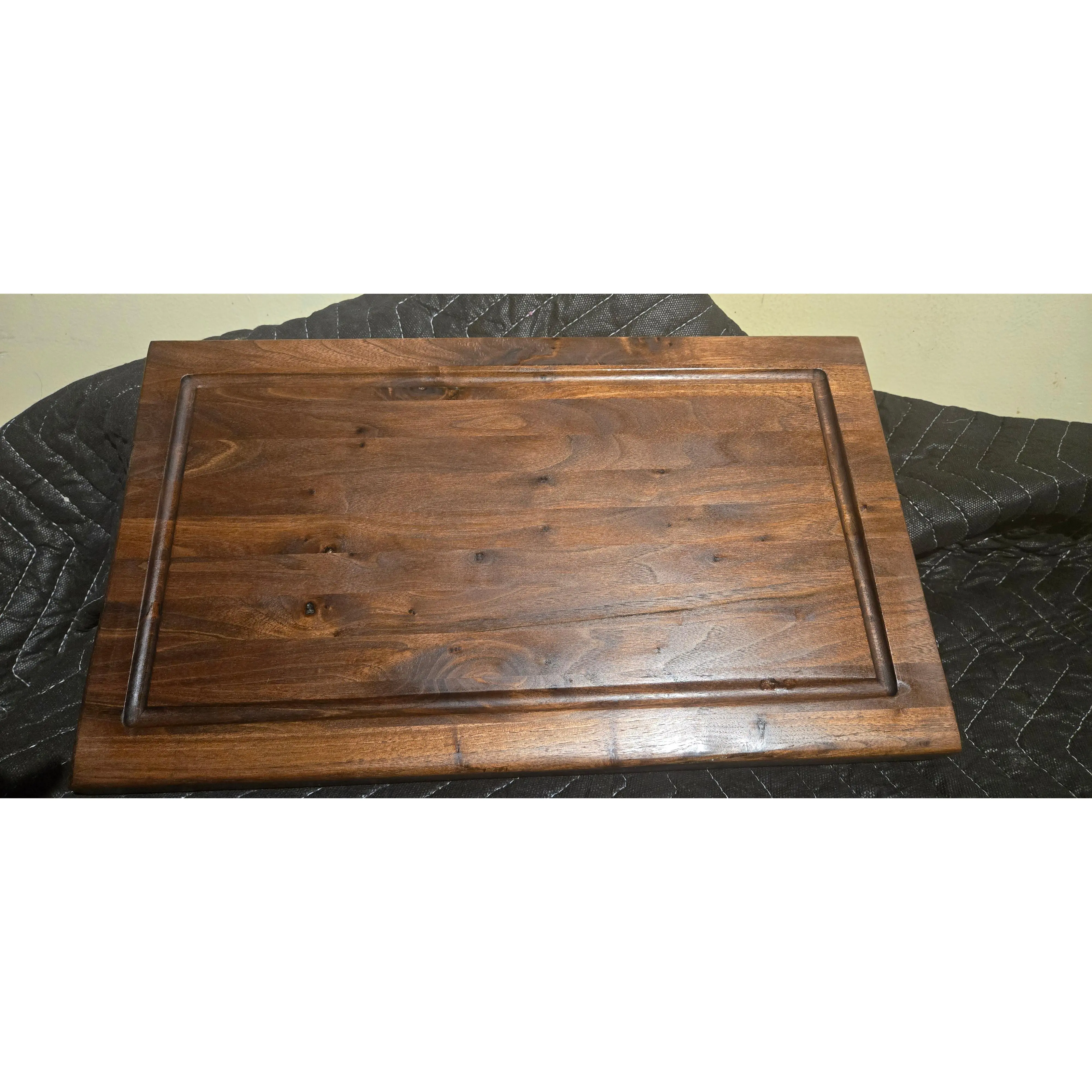 Handmade Solid Walnut BBQ Carving Board with Juice Groove & Finger Handles – 17 x 10"