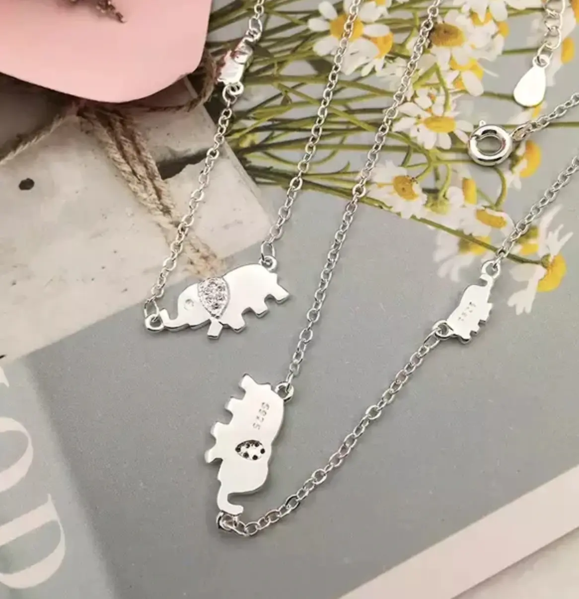 N36- Elephant Necklace 925 Sterling Silver!