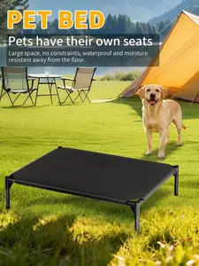 Cooling Elevated Dog Bed Breathable Mesh Pet Cot with Durable Metal Frame for Large Dogs Indoor & Outdoor Waterproof Moisture Resistant