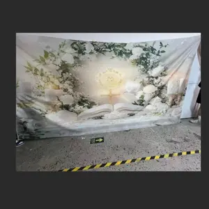 2D Flat 1PC Polyester Banner, Religious Theme White Rose & Cross, Smooth Draping & Fade Resistant, Sacred Elegant Style, for Church Decor, Communion Event, Memorial Ceremony, Photography Backdrop, Party Decorations Banners, Indoor & Outdoor Use