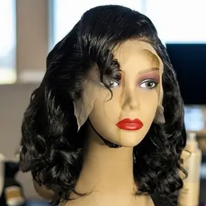 100% human hair wig, lace front 13×4, could be used straight or curly, 12inches, very full,