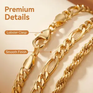 5-Pack Stackable Gold-Plated Thin Bracelets, Tarnish-Resistant Costume Fashion Jewelry