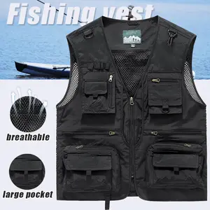 New Men's Fishing Vest Multi Functional Multi Pocket Outdoor Sleeveless Mesh Jacket SIZE L-6XL