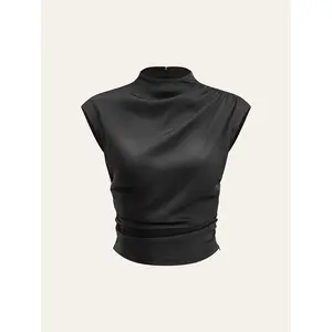 Mock Neck Cap Sleeve Ruched Top Mock Neck Cap Sleeve Ruched Top