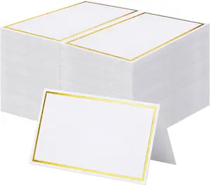 120Pcs Premium Place Cards, Small Table Cards with Foil Border, 2" x 3.5" Tent Card, Escort Cards, Name Card, Wedding Place Cards for Wedding, Table, Dinner Parties, Seating Card