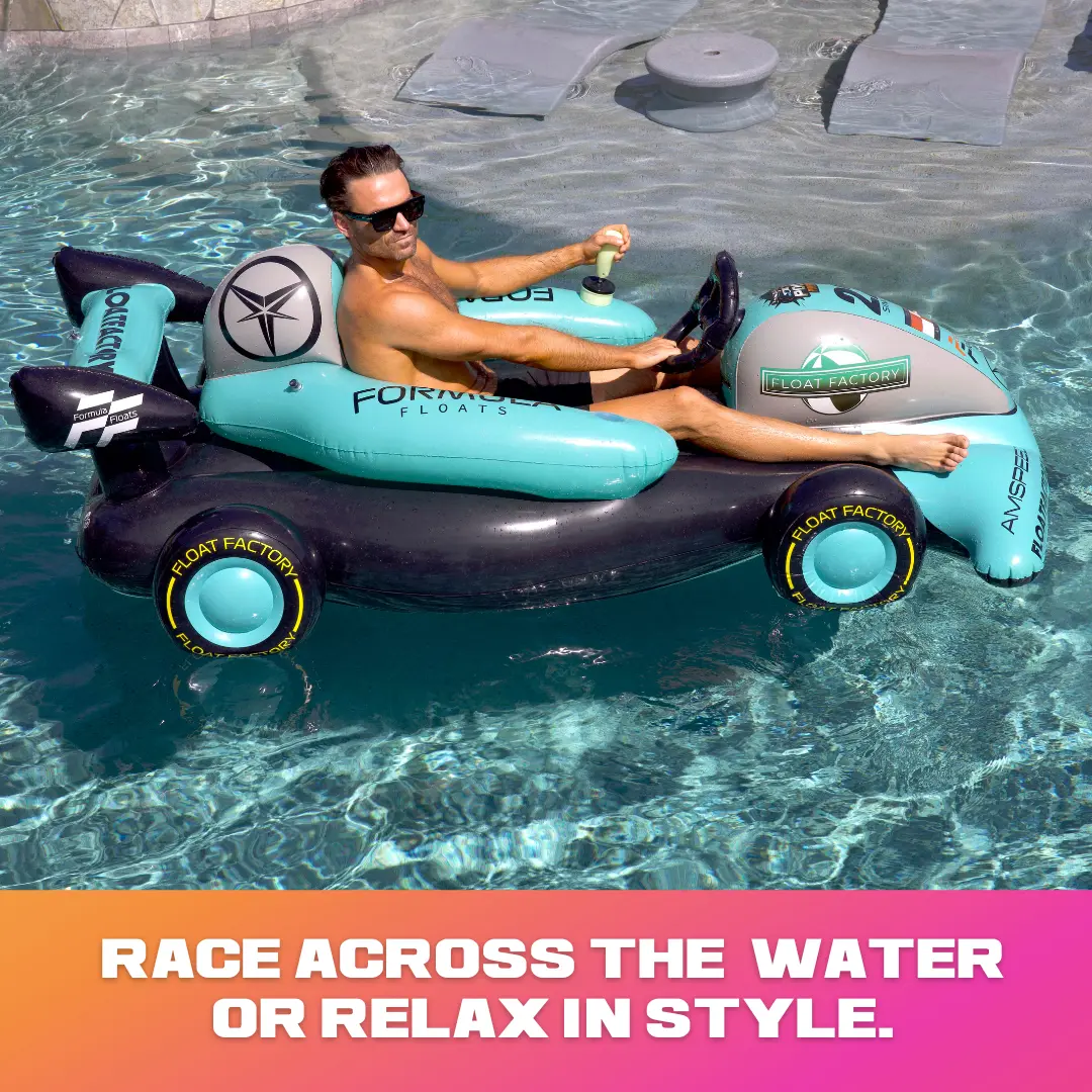Teal Racing Pool Float Teal Racing Pool Float