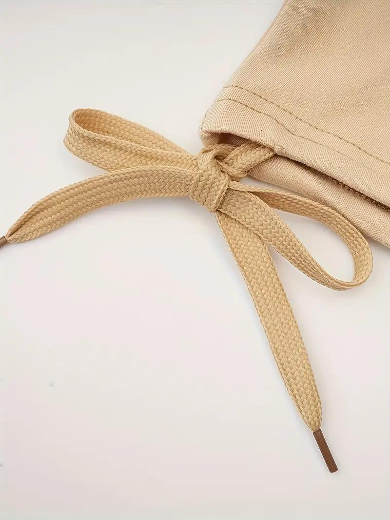 5pcs Women's Lightweight Capri Pants with Drawstring Waist - Loose Fit Casual Trousers, Mid-Stretch Machine-Washable Fabric, Solid Colors for Spring & Summer Casual Attire, Capri Leggings, Comfortable, Nontransparent Material