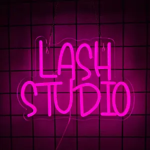 Lash Studio Neon Sign Eyelashes Room Neon Signs For Wall Decor ,Led Light Spa Beauty Makeup Salon Studio Barber Shops Decoration Lash Tech Gifts,5V Usb Powered Easy Hanging