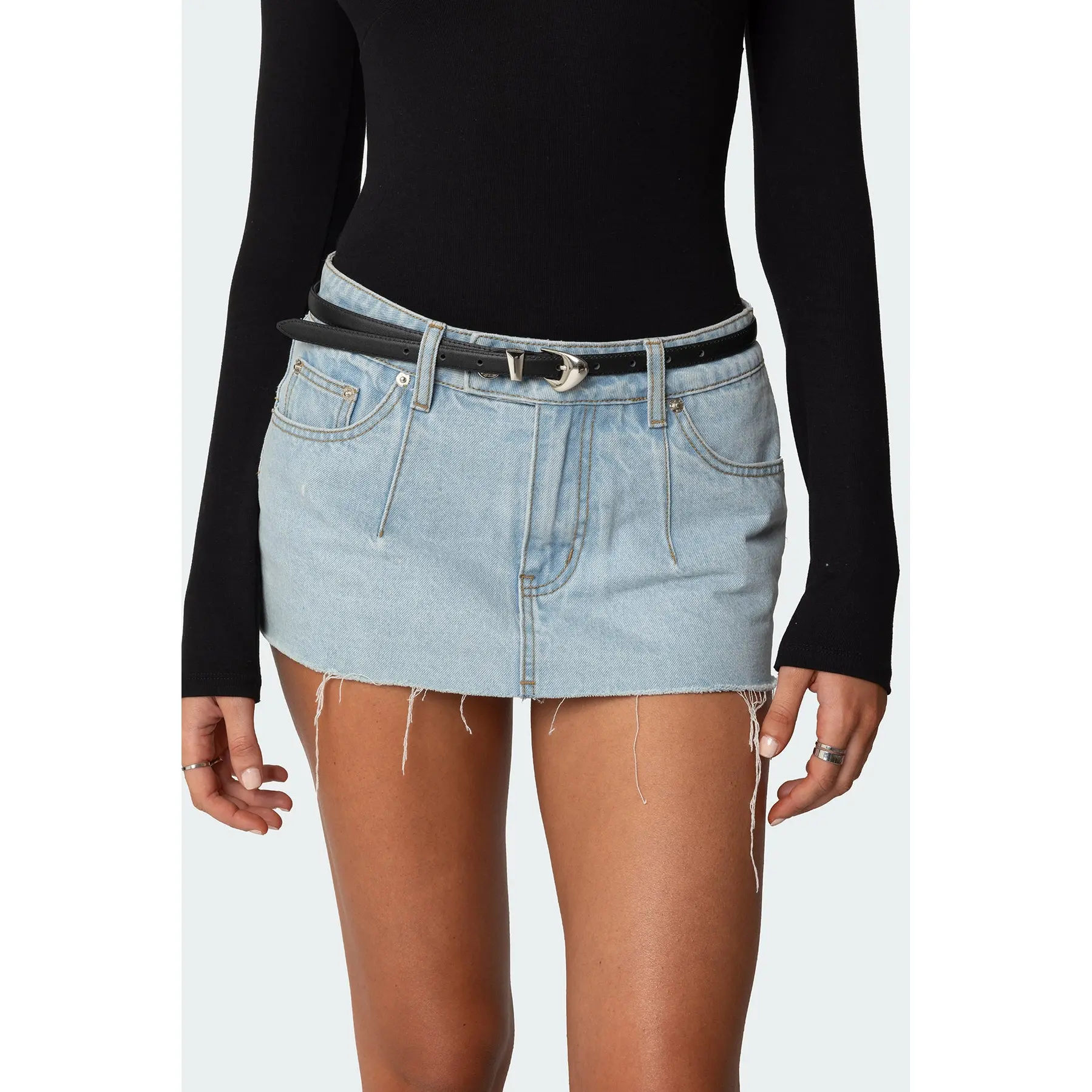 Abstract Buckle Faux Leather Belt