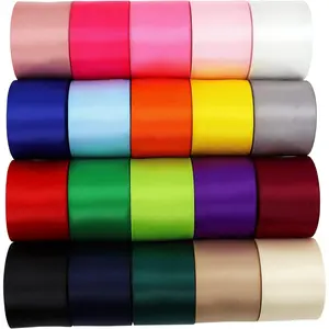 Double Satin Ribbon 1-1/2 Inch Ribbon Assortment 20 Solid Color Ribbons 1-1/2" x 2 Yards Each Total 40 Yards Per Package for Crafts and Hair Ribbons
