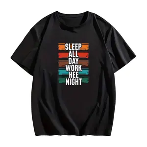 Night Shift Graphic T-Shirt — Featuring the Slogan "Sleep All Day, Work All Night." Suitable for All Seasons and Genders. A Casual Work Shirt Ideal for Night Shift Workers, Nurses, Security Guards, and Night Staff — A Fun Choice.