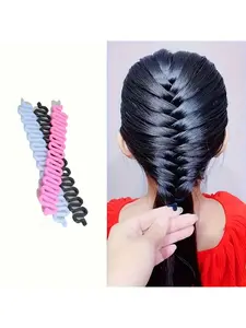 DIY Hair Braiding Tool - Fishbone Braid Maker & Easy Lazy Braider For Women, Ergonomic Design For Normal & Relaxed Hair, Creates Uniform Braids For Updos, Ponytails, Hairstyle Accessories