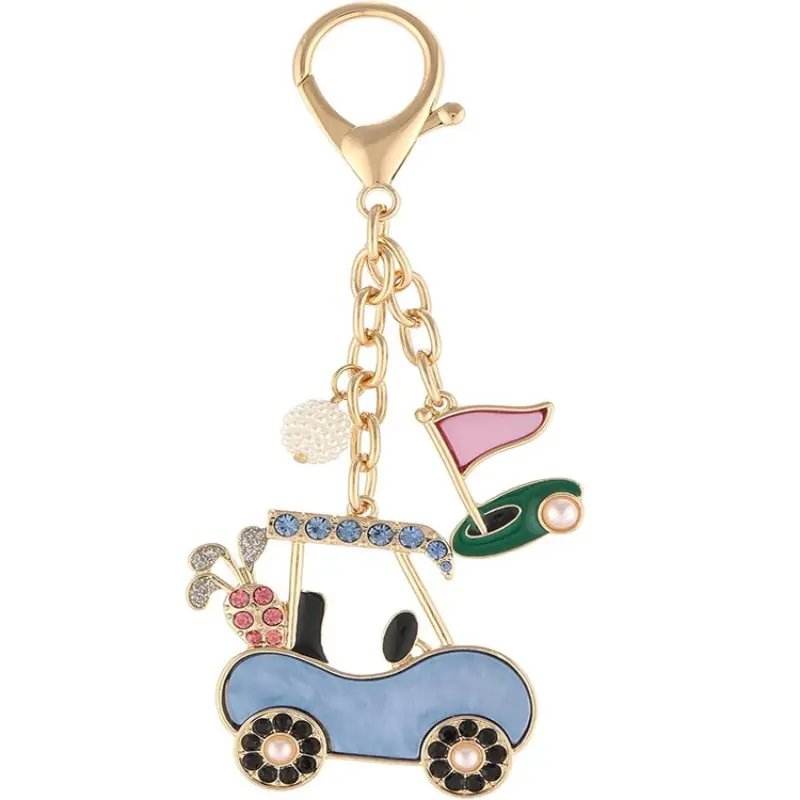 Diamond-Encrusted Golf Keychain, Trendy Mobile Phone Accessories, Bag Hangers, Keyrings for Women, Cute and Stylish Design, Cute Keychains