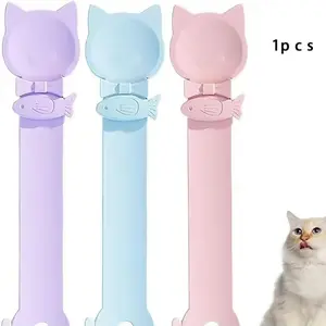 Cat Head Design Food Dispenser Spoon, 1count Long-Handle Licking Food Spoon, Catfood Feeding Supply for Daily Use, Pet Accessories
