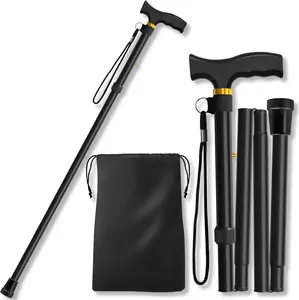Mother/Father's Day Gift Folding Cane, Walking Poles with Adjustable Height, Canes for Men, Women and for The Elderly, Aids for People WithLlimited Mobility(Black)