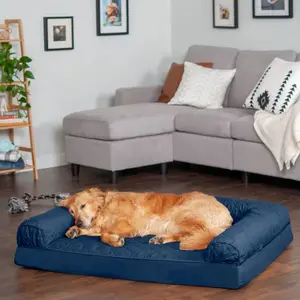 Orthopedic Polyester Pet Bed - Soft Side Walls, Brushed Quilted Sleep Surface, Supports Heavy Sleepers, Available in Multiple Colors, Machine Washable