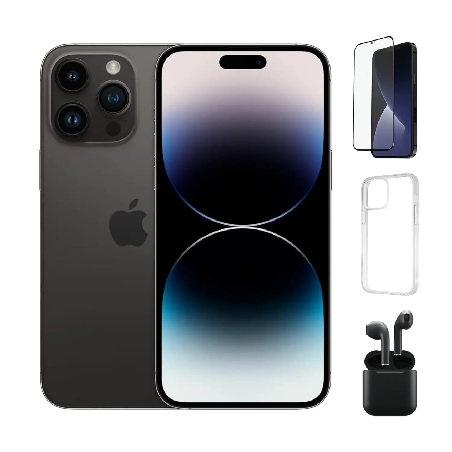 Refurbished Apple iPhone 14 Pro Max A2651 (Unlocked) Excellent Condition with Pre-Installed Tempered Glass and Bluetooth Earbuds & 1 Year Warranty