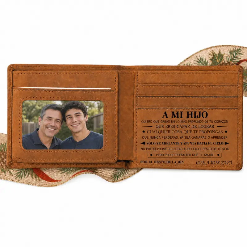 Fatherhood-DUJO Cowhide Leather Engraved Wallet for Son,Gift from Dad to son,Fatherhood，A birthday gift from papa to son,Christmas Gifts for Him,College, High School, Cool Birthday Gift Idea for Son, Boys,Christmas gift from Dad to son.
