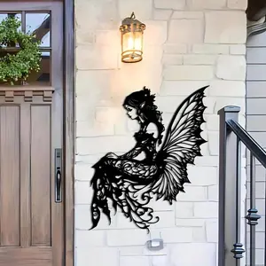 Metal Wall Art, Artistic 1 Count Fairy Pattern Wall Decor, Wall Hanging Decor for Home Garden Yard Balcony, Home Decor, Room Decor, Hangable, Decoration
