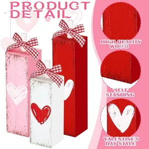 3PCS Valentine's Day wooden heart-shaped decorative piece, Valentine's Day layered tray decoration, wedding anniversary party table center decoration, Wedding Decoration Stand, Shelf (heart-shaped style)