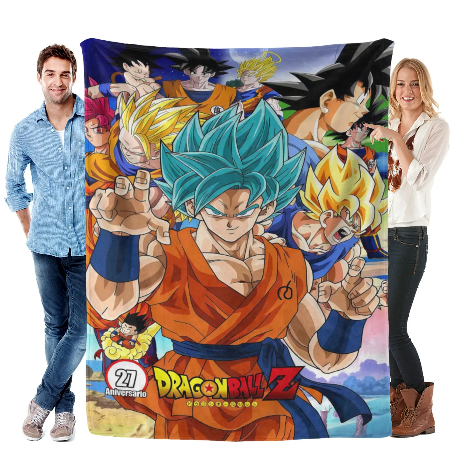 Dragon Ball Goku Blanket, Super Saiyan Blue Goku Multi Form Flannel Throw, Vibrant Anime Printed Blanket For Home Office Lunch Naps