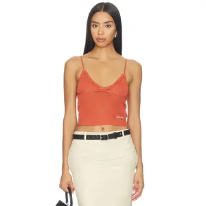 Shushu/Tong Bow Strap Knit Cami Top in Yellow Orange