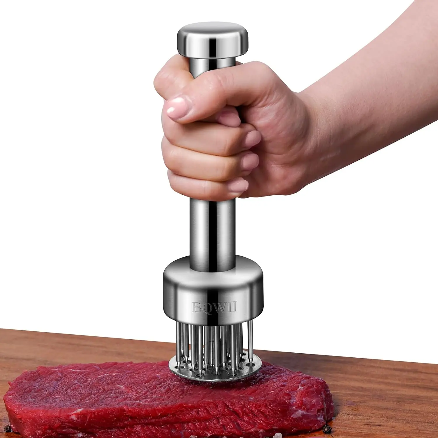 Stainless Steel Meat Tenderizer Tool with 21   - A Meat Tenderizer Mallet for Chicken and Beef, Durable Meat Mallet Hammer, Easy-Grip Meat Hammer Tenderizer