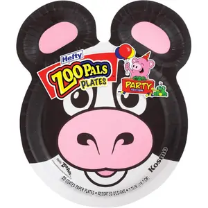 Zoo Pals Party Edition Paper Plates for Kids, Assorted Animal Designs, 7.75 Inches with Two Dipping Compartments, Multi-Color, 20 Count