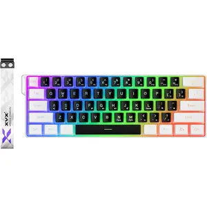 60% Gaming Keyboard,Wired Backlit Mini Membrane Keyboard,  Mechanical Feel for PC/ Gamer, Typist, Travel, Easy to Carry on Business Trip(61 )-White