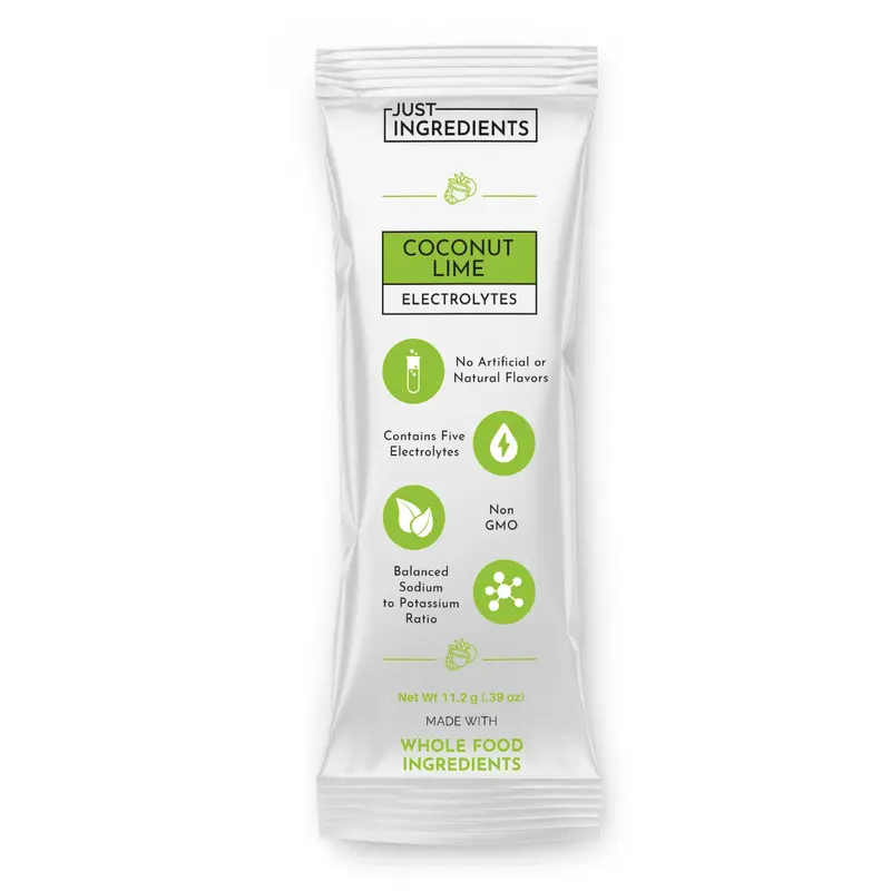 Just Ingredients Coconut Lime Electrolyte Stick - 1 Individual Stick - Supports Energy, Recovery & Electrolyte Balance* - Hydration Drink Mix with Coconut Water, Sea Salt, and Trace Minerals - Made with Real Food - No Added Sugar