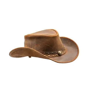 *NEW* Brown - Western Leather Cowboy Hat
