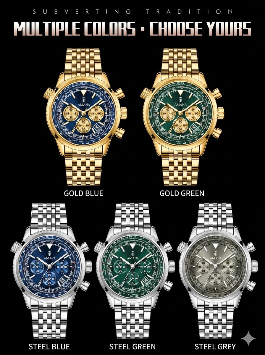 Swiss Luxury Men's Chronograph Watch - Multifunctional Business Quartz Watch, Luminous & Waterproof with Date Display