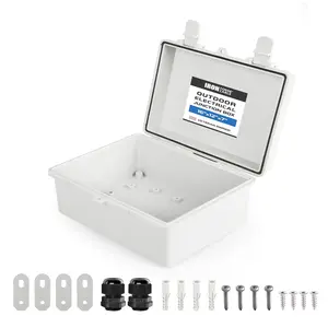 Junction Box , Outdoor Electrical Enclosure with Complete Accessories, ABS Plastic Project Boxes Weatherproof Hinged Light Gray Panel Cover IP65 16"x12"x7.2" in Tool Wall Organiser Industrial