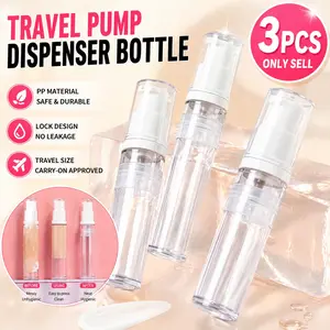 3pcs airless pump bottles, transparent travel cosmetic containers, suitable for foundation, cosmetics, gels, serums, toners, moisturizers, can be refilled, convenient and environmentally friendly.