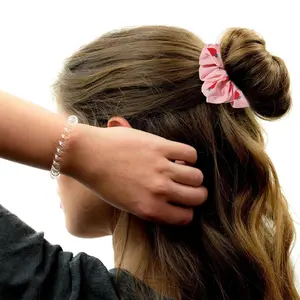 Set of 2 Strawberry Chiffon Hair Scrunchies, Cute Elastic Ponytail Holders in Pink and White, Y2K Fruit-Themed Hair Accessories for Women and Girls, Ideal Gift Option by Wziys