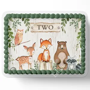 WOODLAND BIRTHDAY CAKE TOPPER Edible Image Woodland Birthday party Cake Topper Woodland Edible Image Sheet Cake