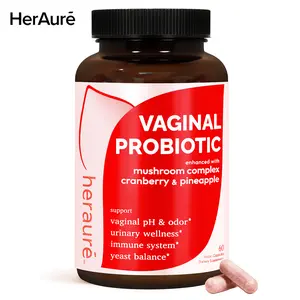 HerAuré Women’s Probiotics - pH Balance, Odor Control, Flora Health, Moistening, Tightening - With 7 Billion CFU Probiotic, Prebiotic, 7-in-1 Mushroom Blend, Cranberry, Pineapple - 60 Capsules (Pack of 1), Self-Care Gift,mothersdaygift