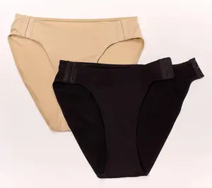 Set of 2 Women's Black/Beige Sz XS Slick Chicks Hi-Cut Brief Panties