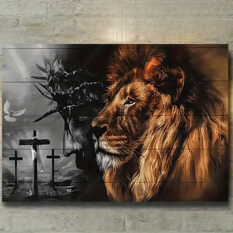 Judah Lion Artistic Animal Lions Cotton Canvas Photo Artwork - 20*30 cm Unframed Vertical Home Decor, Home Inspo Decoration for Bedroom, Living Room