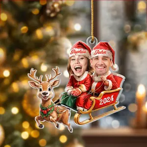 Custom Photo Couple Christmas Ornament, Personalized Couple Names Christmas Ornament, Funny Couple Gift, Plastic Decor Decoration
