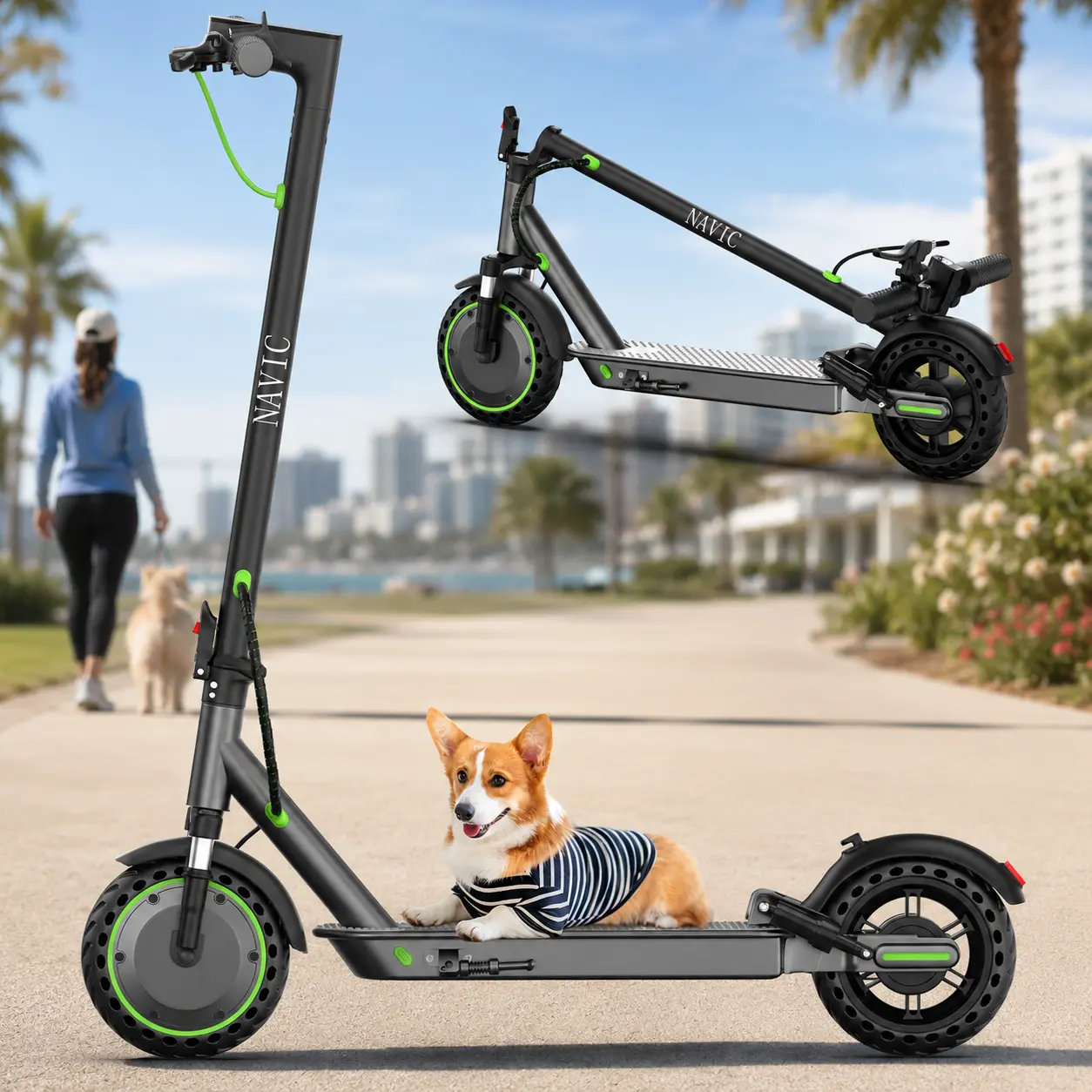 350W Powerful Electric Scooter for Adults, 19Mile Range Fast Charge 5H, Dual Shock Absorption & EABS+Drum Dual Brake, Smart LCD Dashboard Auto Front & Rear Light, Foldable Lightweight E-Scooter for City Commuting